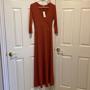 NWT Mother Bee Maternity Dress Rusty Orange/ Copper 3/4 Sleeve S